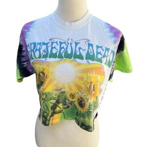 Grateful Dead Cropped Tie Dye Short Sleeve Tee Shirt Medium Sunflowers